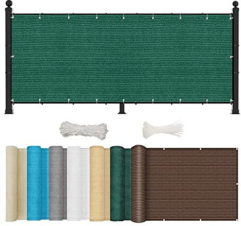 YUANZHI Balkon Sichtschutz Balkonabdeckung 115 x 1000 cm 185g/㎡ HDPE,UV-Schutz blickdichte Balkonbespannung mit Kabelbindern für Balkon Garten im Freien, Dunkelgrün