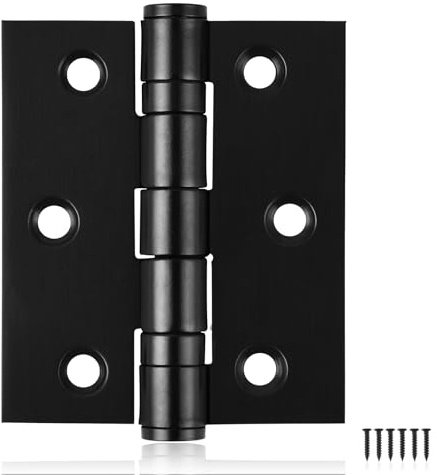 6-Pack Black Door Hinges, 3 Inch Heavy Duty Stainless Steel Hinge for Interior Exterior Doors, Max Loading 100LB, Matte Black Ball Bearing Hinges with Screws, Smooth and Quiet