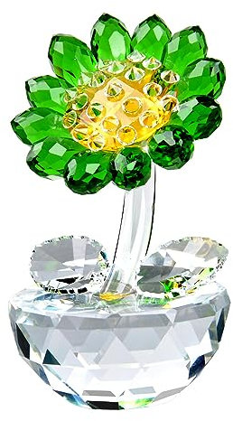 HXSCOO Kristall-Sonnenblumen-Glasfigur, Ornament, Briefbeschwerer, Tischdekoration mit Geschenkbox, Kristallglas-Blumenstrauß, Blumen-Mittelstücke