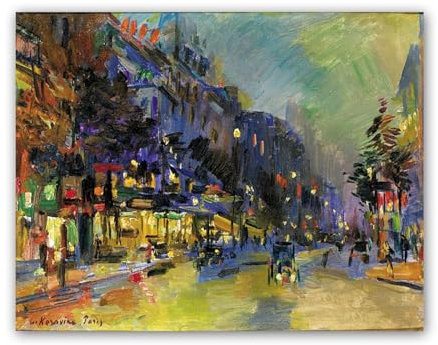 Berühmter Maler Öl-Gemälde,K.(Paris at Night 07), Kunstdrücke Auf Leinwand, Leinwand Wandkunst Bild für Wohnzimmer Dekoration 50x65cm Rahmenlos