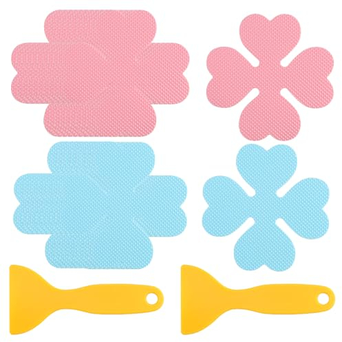 FINELYCR Adesivi Antiscivolo Doccia, 24 Pezzi Antiscivolo Vasca da Bagno, Forma di Quadrifoglio Antiscivolo Doccia, con Raschietto di Alta qualità, per Vasca da Bagno, Doccia, Scale