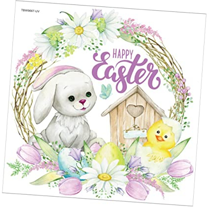 WOONEKY Easter Chick Bunny Wandaufkleber Selbstklebende Wasserfarbe Deko Für Kinderzimmer Fröhliches Design Für Ostern Einfache Anbringung Und Entfernung Für Wände Und Geeignet