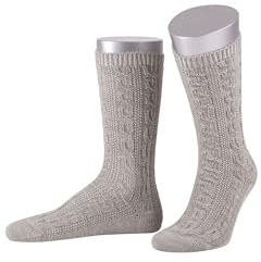 Lusana Trachtensocken Schoppersocken kurz mit Merino-Schurwolle für Herren & Damen | Trachtenschoppersocke mit 6 Zöpfen und verstärkter Ferse und Spitze | Qualität aus Deutschland