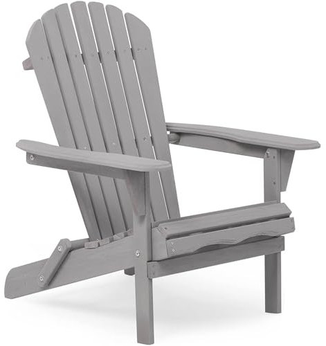 Klappbarer Holzstuhl, Teilweise Vormontiert Holz-Loungesessel, Outdoor Holz-Klappstuhl, FüR AußEnterrasse Garten Rasen Hinterhof Terrasse Pool Strand,Grau,1pcs
