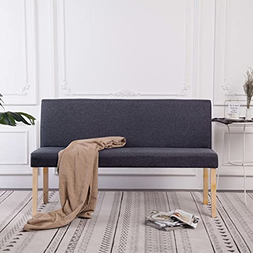 Myheimly Sitzbank mit Rückenlehne 139,5cm Klassisch Polsterbank Esszimmerbank Wartebank Bank Küchenbank Essbank Flurbank Wohnzimmer Polyester Dunkelgrau