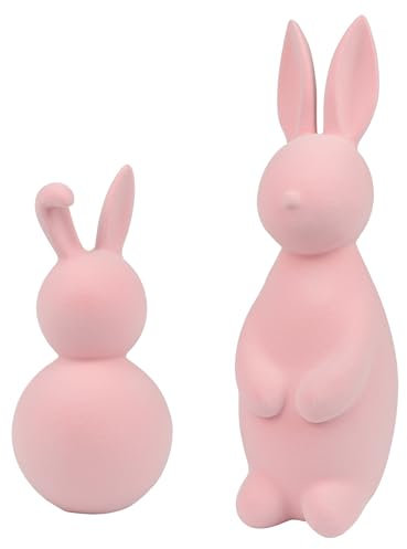 TaoQ C 2 Pezzo Rosa Decorazioni di coniglio di Pasqua Figurine di coniglio in resina di Pasqua statua del coniglio di Pasqua per Decorazione della festa domestica di primavera di Pasqua