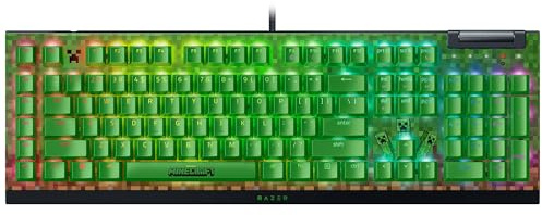 Razer BlackWidow V4 X Minecraft Edition - Clavier mécanique de jeu - Chroma RGB (interrupteurs mécaniques vert, 6 touches macro dédiées, double-capsule ABS) US Layout | Minecraft