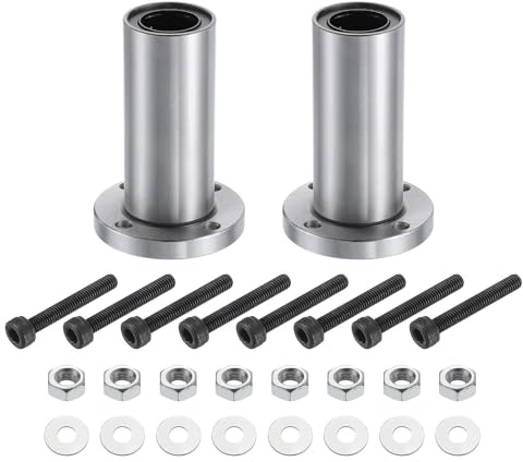 QUARKZMAN LMF20LUU Linear Kugellager 20mm Bohrung 32mm OD 79mm Länge Runde Flansch vernickelt mit Schrauben für CNC Maschine 3D Drucker 2 Stück