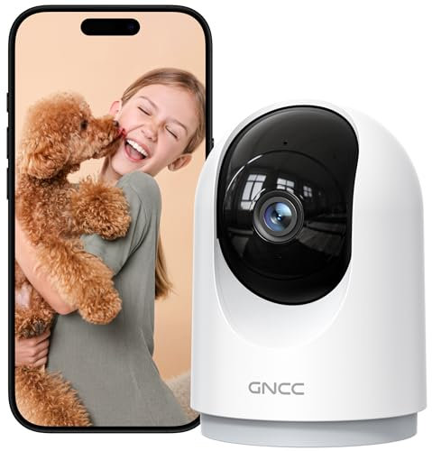 GNCC 2K/3MP Indoor Security Camera WiFi, CCTV Camera House Security, 360° Pet Dog Baby Monitor with Night Vision, Motion Detection, 2-Way Talk, Cloud/SD, Works with Alexa, 2.4G Only