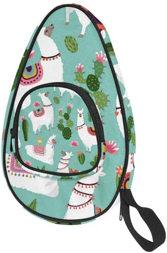 VAPOKF Housse pour raquette de tennis de table, motif lama et cactus - Sac de raquette de tennis de table avec pochette pour 4 à 5 balles