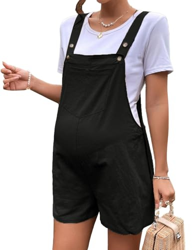 Sukany Pantaloncini da donna premaman casual in gravidanza tuta con cinturino regolabile senza maniche corto pagliaccetto pantaloncini