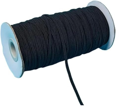 Banda elástica de goma de colores de 3 mm y 6 mm for coser, cinta elástica de licra, adorno for tela, accesorios de bricolaje for prendas de vestir, elástica for coser.(Black,6mm 100yards)