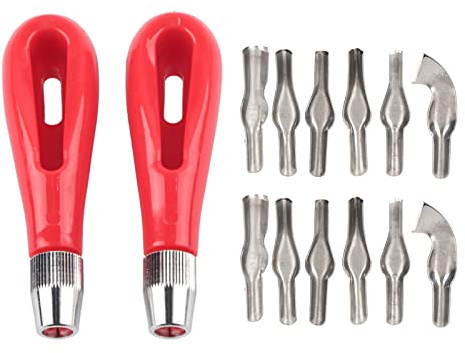 Tnfeeon 2 Set di Coltello a Blocchi in Legno con Dimensioni di Plastica in Acciaio Inossidabile, 12 Utensili da Taglio per Artisti Incisivi e Intagliazioni di Zucca e Zucca