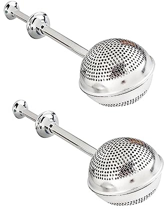 LOLIPPYY Infusores De Té De Acero Inoxidable 304 Bola Mango Largo, Juego De 2 Unidades, Colador Para Hojas Sueltas, Apto Mediano a Grande, Uso Doméstico Oficina