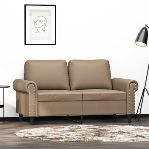 Frdhee Schlafsofa Relaxsofa,2-Sitzer-Sofa Cappuccino-Braun 120 cm Kunstleder,Kleine Couch für Wohnzimmer Schlafzimmer Büro Wohnung