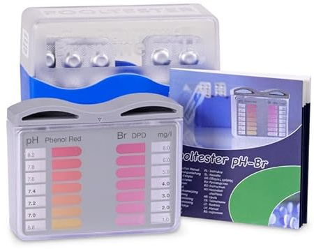 Lovibond Pooltester Brom + pH - Hochwertiger Wasserprüfer mit ergonomischem Deckel - Farbvergleichssystem - Inkl. Phenol Red & DPD 1 Tabletten - Robuste Kunststoffbox