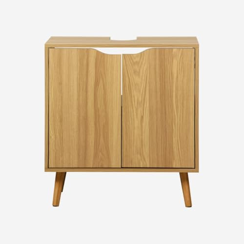 sweeek-Mueble bajo Lavabo Vintage Decorado en Madera Efecto Fresno - 65x40x70 cm