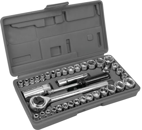 PERFORMANCE TOOL W1173 SAE/Metric 40-Piece SAE and Metric Socket Set, 1/4-Inch & 3/8-Inch Drive