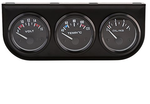 Qiilu 3 in 1 Triple Gauge Kit: Oil Pressure + Water Temperature + Voltmeter for Car Truck