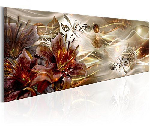 murando - Leinwandbild Abstrakt Blumen Lilien, 150x50 cm, 1-teilig, modern | Hochwertige Leinwand, sofort aufhängbar, ideal fürs Wohn- oder Schlafzimmer, wasserfest und lichtecht, langlebig, stilvoll