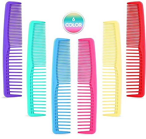 QITIMIR 6 Pcs Colorful Hair Combs for Women, Wide Tooth and Fine Dressing Detangler Comb for Kids, Woman, Christmas Gift Idea (Red, Blue, Green, Purple, Pink, Yellow)