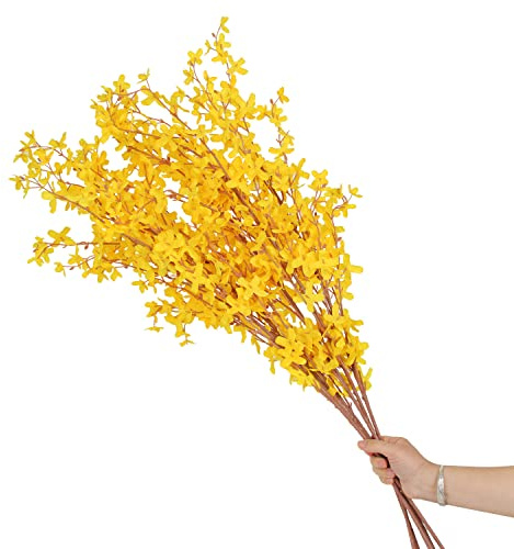 Cn-Knight - Arbusto de jazmín artificial de invierno 6 piezas de 71 cm de largo para decoración del hogar, centros de mesa, ramo de boda DIY (amarillo)