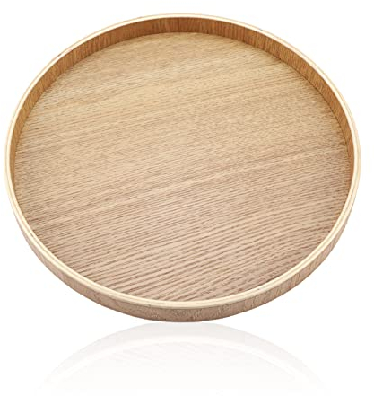 Piatto di legno rotondo di servizio, vassoio di legno di servizio della frutta del dolce della torta dello spuntino per l'alimento della prima colazione di cena, 24cm/9.4inch