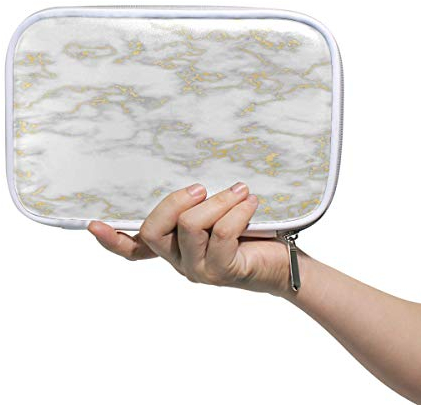 RXYY Federmäppchen Gold Linie Marmor Textur, Halter Mäppchen Reißverschluss Schreibwaren Reise Beutel Bürste Kosmetik Stifttasche für Schule Mädchen Jungs