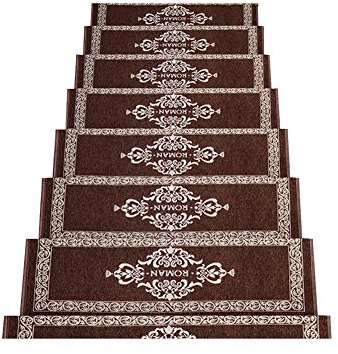 QAF Alfombras de Escalera Moqueta Alfombras for Escalera Rectangular Y Semicírculo Pelusa Corta Autoadhesiva Antideslizante 4 Colores 4 Tamaños 0108 (Color : A- 30X85CM, Size : 1pcs)