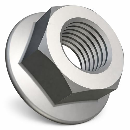 M10 Flänsad Hex Låsmuttrar Insats Flänsmuttrar (Förpackning med 10) Hex Förzinkad för Bultar/Skruvar - Sexkant Låsning Löst Mutter Kolstål Skruv Tandad Låsmuttrar DIN 6923 (10mm)