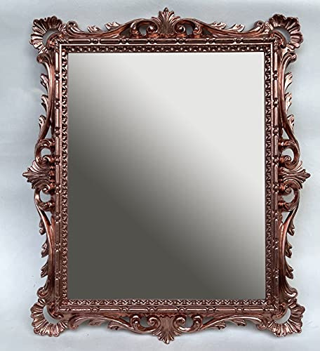 Wandspiegel Antik Stil Vintage Ornamente Barockspiegel Friseurspiegel Kupfer Flurspiegel Badspiegel Mirror 43x37cm Prunkspiegel C532 Kupfer Spiegel