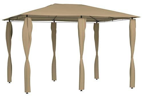 Atlojoys Pavillon mit Pfostenabdeckungen, Partyzelt, Gartenpavillon, Zeltgarage, Bierzelt, Weidezelt, Carport, Lagerzelt Winterfest, Garagenzelt, 3x4x2,6 m Taupe 160 g/m²