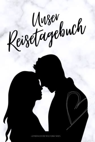 UNSER REISETAGEBUCH - Gemeinsam die Welt erkunden: Reisetagebuch für Paare zum Ausfüllen | Reisejournal zum Selberschreiben | Mit Platz zum Einkleben ... | Hardcover ca. Din A5 | Cover 1 Marmor weiß