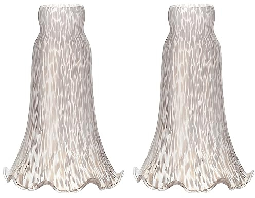 ANYONGLU Lily Lampshade Only 2 Pack White Cloudy Tulip Flower Glass Lamp Shade Replacement Tiffany Style Lily Table Floor Lampshade Replacement