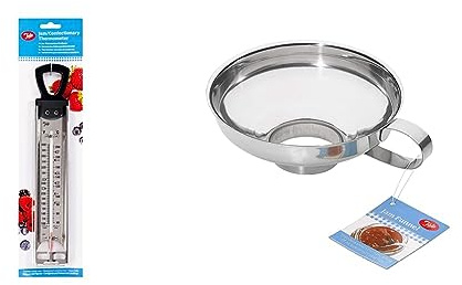 Tala Jam Thermometer - Stainless Steel Confectionery Temperature Guide - Easy to Read Marking, Mercury Free - From 40°C to 200°C - 39.5cm x 10cm + Tala Stainless Steel Jam Funnel