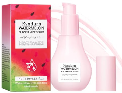 Watermelon Glow Niacinamide Moisturize Serum, Ksndurn Facial Serum with Hyaluronic Acid Glycerin Vitamin E - Lightweight Facial Serum & Priming Liquid Highlighter (60ml)