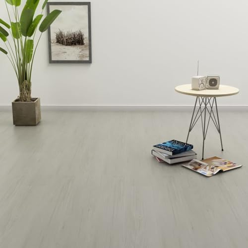 LAPOOH PVC Laminat Dielen Selbstklebend, Fliesenfolie, Laminatboden, Küchenrückwand Folie, Bodenbelag Selbstklebend, Wandverkleidung, Deckenpaneele, 4,46 m² 3 mm Hellgrau