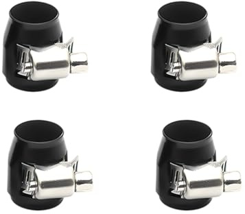 BESULEN 4PCS 4AN Car Hose Finisher Clamp, Flexible Rubber Fuel Line Hose Pipe Clamps Connector with Screw Band, Aluminium Automotive Oil Water Gas Line Tube Clip, Universal for SUV Truck RV