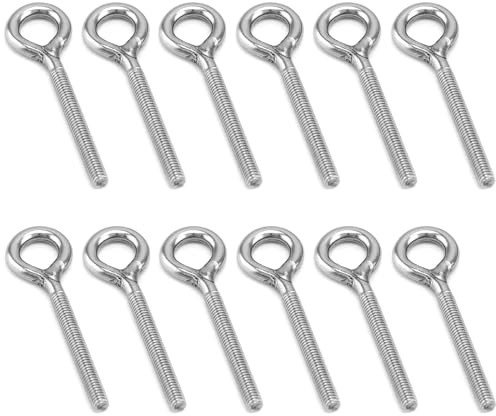 Langem Schaft Edelstahl Ringschrauben, 12 Stück Ringschraube M4, Ösenschraube M4,Ösenschrauben,für Rolle des Befestigens und Hängens