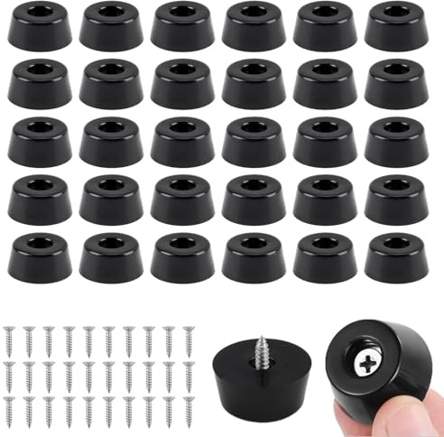 30 Stück Gummifüße Schraubbar, mit 30 Edelstahl Schrauben Rubber Base Rund Gummipuffer Anti Vibrationsbasis Gummifüsse Gummi Möbelfüße für Möbel zum Schutz von Möbeln Feuchtigkeit und Bodenkratzern