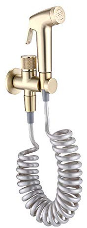 Stoffwindel-Sprühset, einzelnes kaltes Hand-Bidet-Sprühset, Toilettenset, Toilettensprühset aus Messing, an der Wand montiertes Badezimmer-WC-Set mit Duschschlauch, gebürstetes Gold (gebürstetes Gol