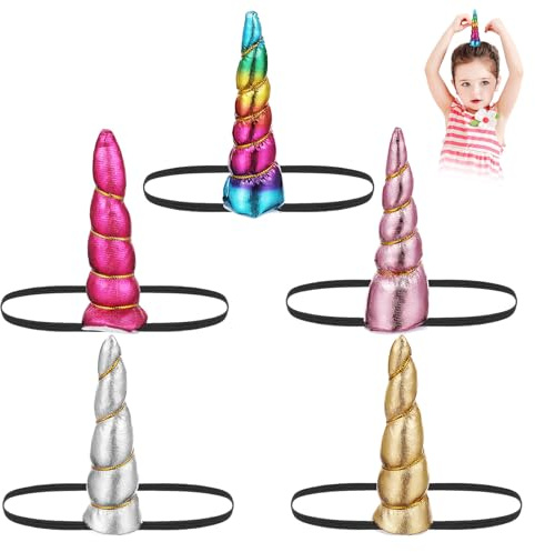 Healeved Unicorn Children Headband - 5 Pcs Halloween Headbands for Women Girl, Soft Stretchy Hair Bands for Halloween, Party, Festival, Photo Props - Festive Hair Accessories
