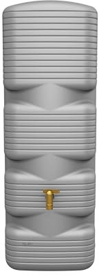 4rain Quadro Regentonne 170 Liter betongrau - Wandtank, Wassertank, Regenfass, Regenwassertonne, Wasserbehälter, Regenwassertank, Wasserfass, Wassertonne, Fass, Wassertonnen für Garten