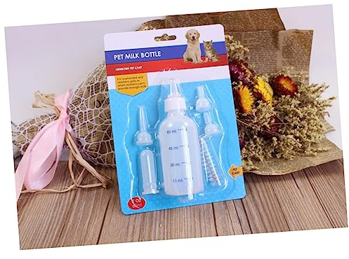 Happyyami 60ml Pet Nurser Bottle Kit 4-piece Feeding Set for Kittens and Puppies Plastic for Small Animals