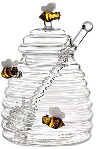 400ml Honey Jar With Spoon And Lid Glass Honey Pot With Dipper Heat Resistant Glass Honey Dispenser Glass Container