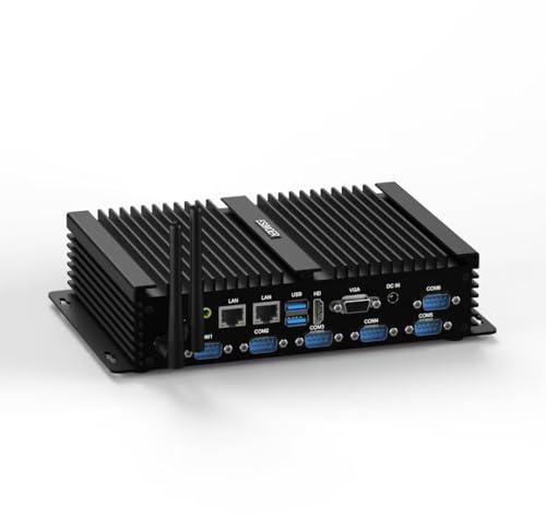 ESIMOER Fläktlös Mini PC Win 11, Mini Industrial PC Core i5 8250U, 8GB RAM DDR4 128GB SSD, HD/VGA 4K Dual Display，6*RS232 COM, 3G/4G SIM Kortplats, WiFi, BT4.2