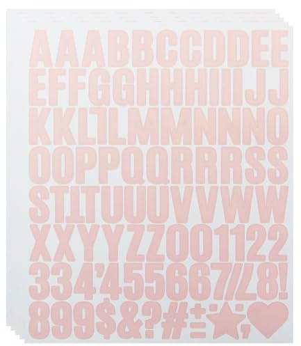 490 Stücke Buchstaben Aufkleber,5 Blätter 1 Zoll Selbstklebendes Vinyl Buchstaben Punzierung Kit für Postfach,Scrapbook, DIY und Basteln, Klebebuchstaben Wetterfest - Rosa
