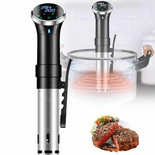 1100W Sous Vide Cooker, Slow Cooking Machine with LCD Screen, 2.4GHz Wi-Fi + App, Temperature Control 77~203°F, Prevent Dry Burning and Water Level Monitoring