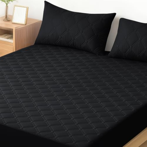 Ystyle Protector Colchon Impermeable 140x200 CM, Funda Colchon Antiacaros Antiarañazos, Elástico En Todo El Contorno, Cubre Colchon Hipoalergénico, para Altos De Colchón De 30cm, Negro