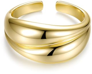PHNIBIRD Anillo Oro Mujer Accesorios de Moda Anillo Ajustable Sencillo y Elegante Joyas para Mujer Regalo Aniversario Pareja